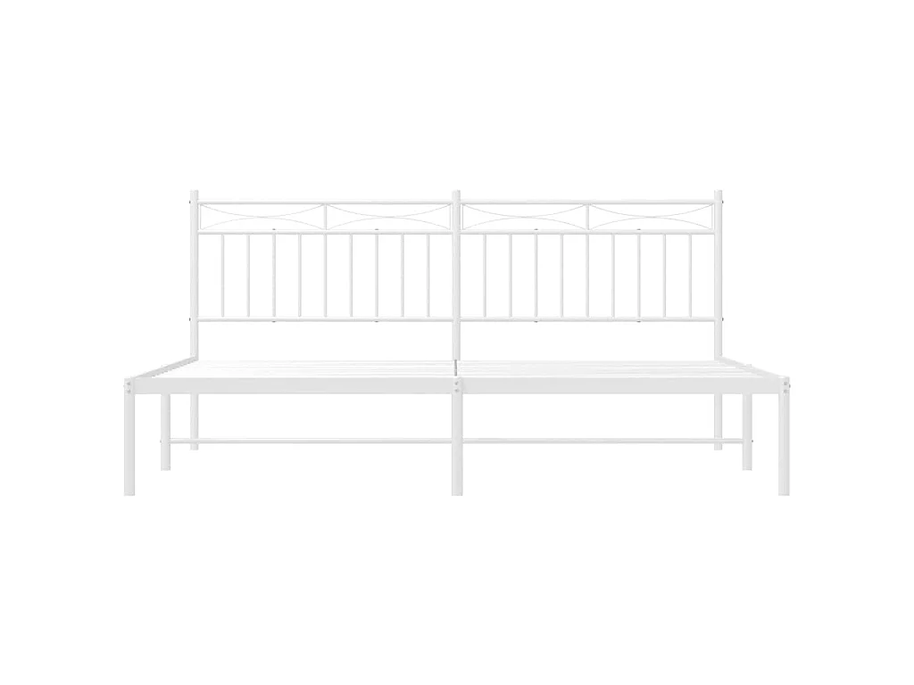 Cadre de lit métal sans matelas et tête de lit blanc 183x213 cm