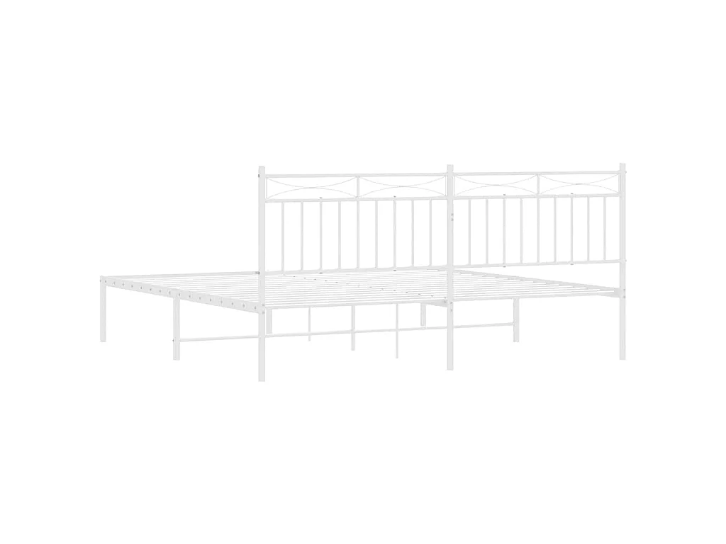 Cadre de lit métal sans matelas et tête de lit blanc 183x213 cm