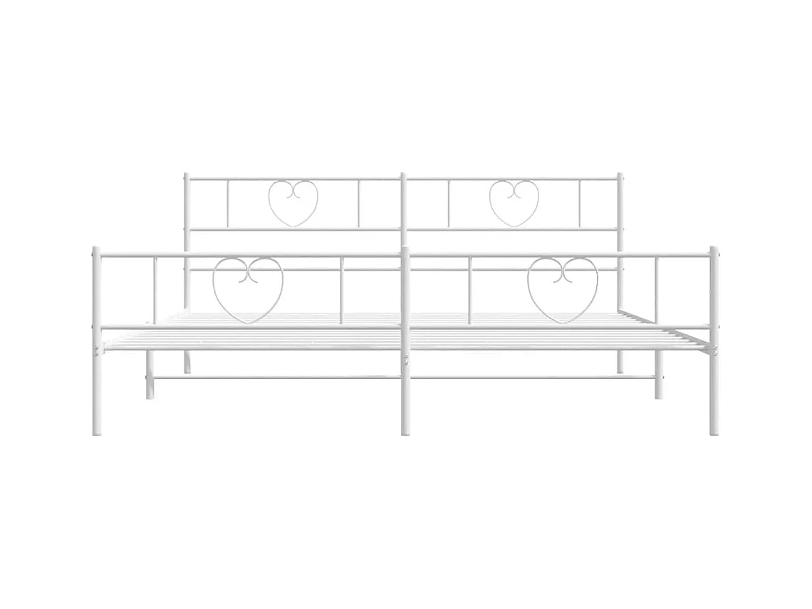 Bettgestell mit Kopf- und Fußteil Metall Weiß 183x213 cm
