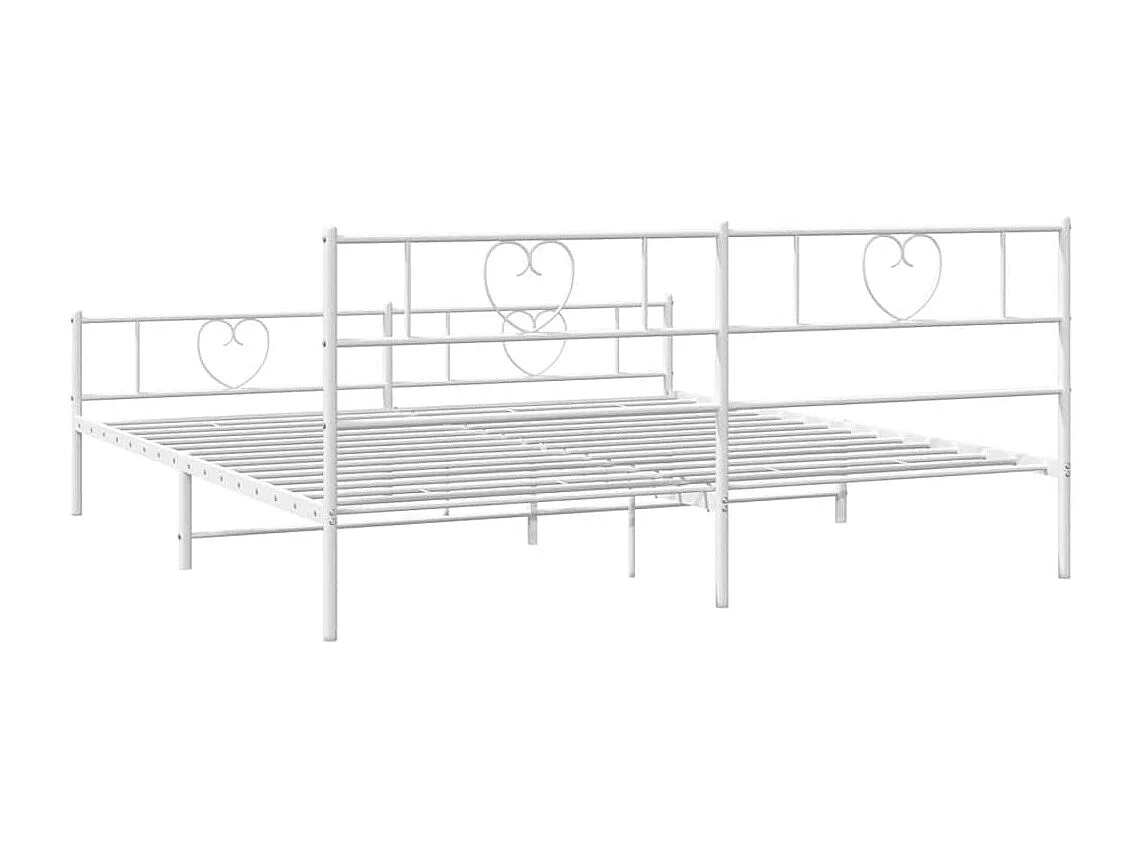 Bettgestell mit Kopf- und Fußteil Metall Weiß 183x213 cm