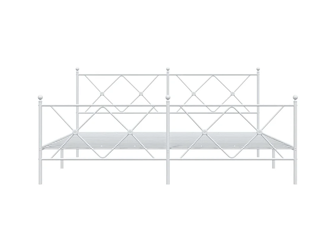 Cadre de lit métal sans matelas et pied de lit blanc 183x213 cm