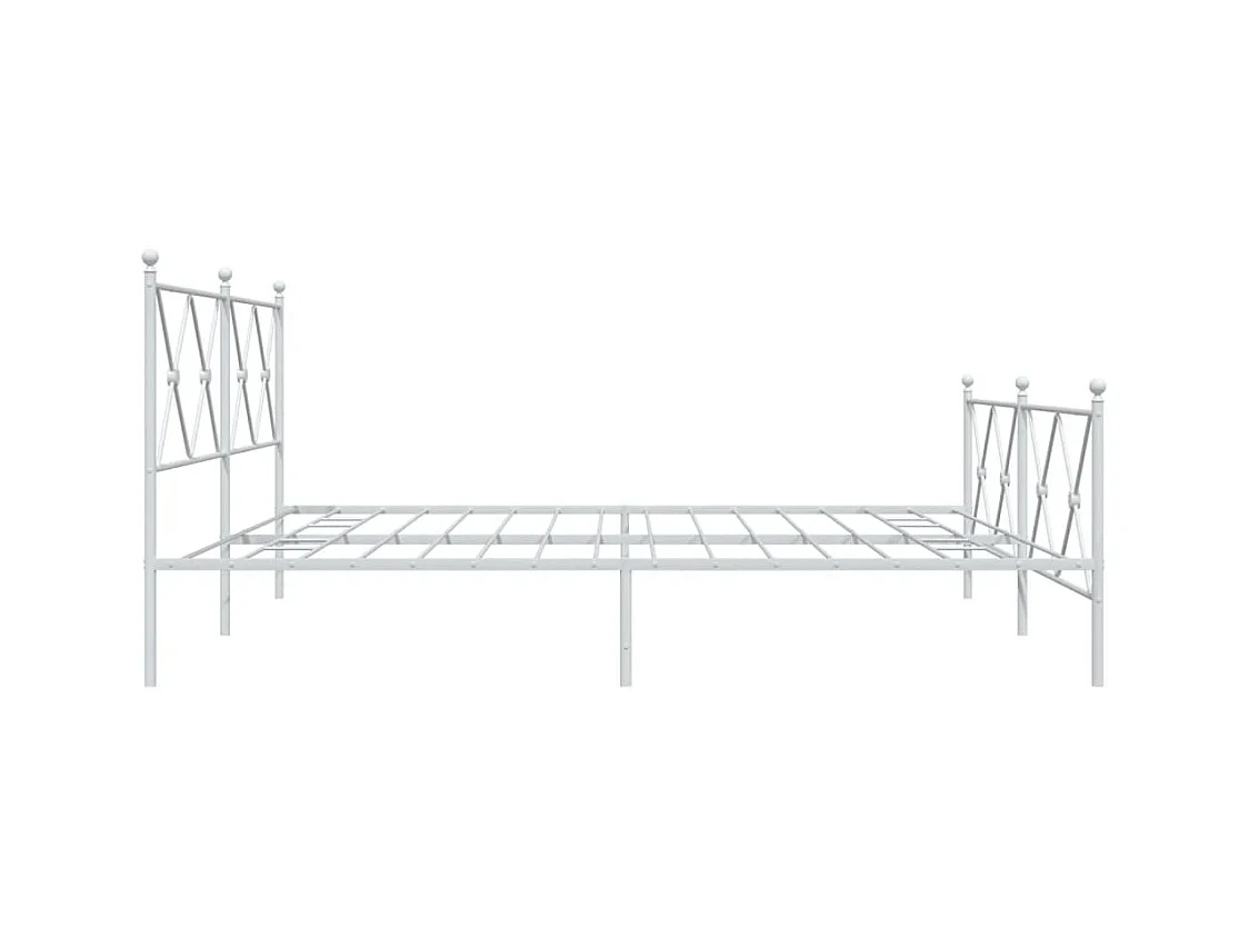 Cadre de lit métal sans matelas et pied de lit blanc 183x213 cm