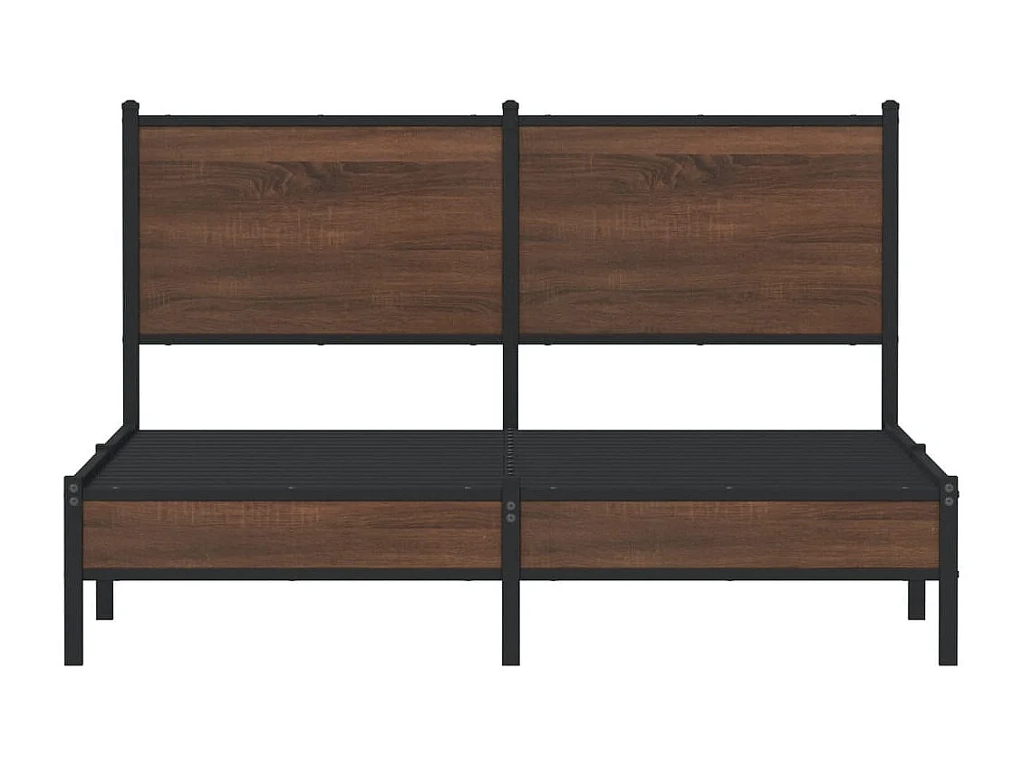 Metallbett ohne Matratze Braun Eichen-Optik 137x190 cm