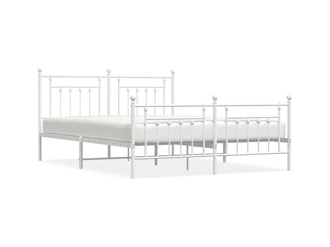Bedframe met hoofd- en voeteneinde metaal wit 183x213 cm