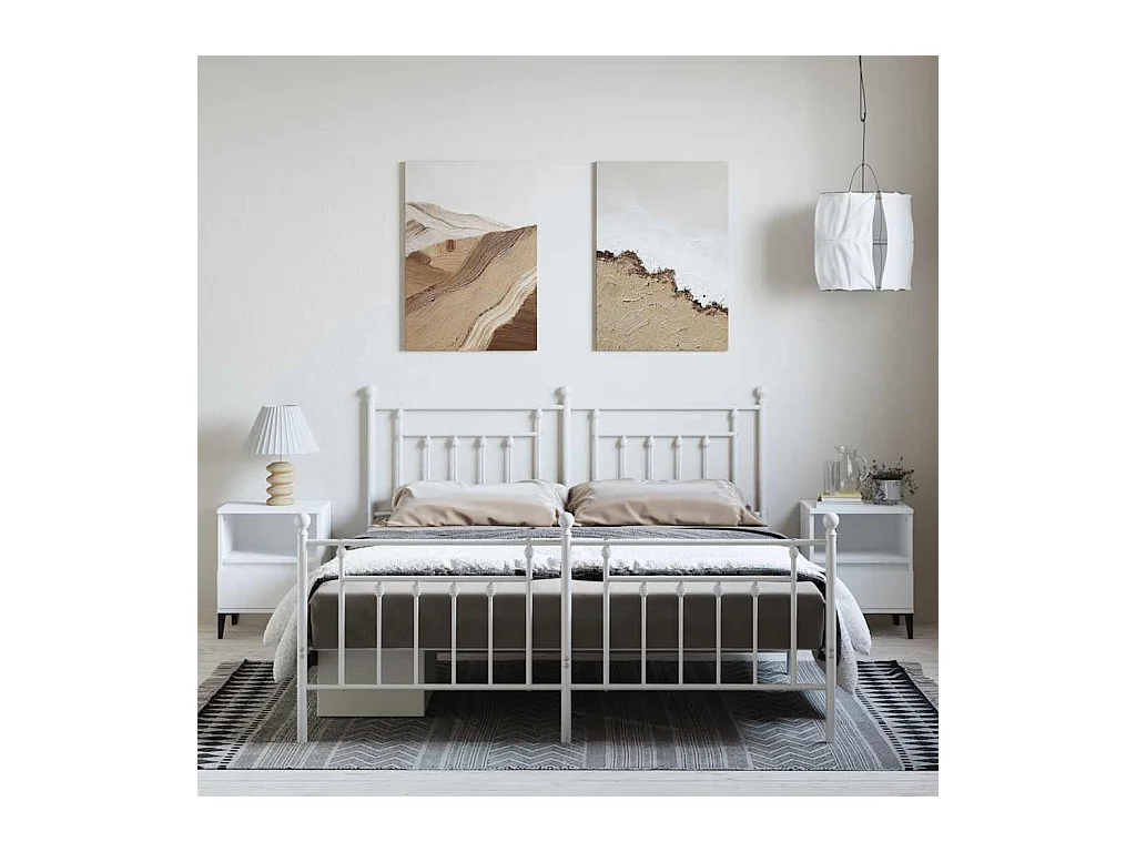 Bedframe met hoofd- en voeteneinde metaal wit 183x213 cm