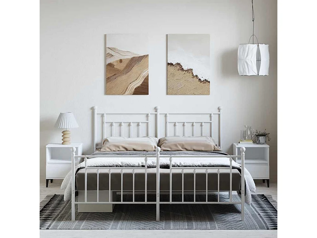 Estructura cama sin colchón con estribo metal blanco 183x213 cm