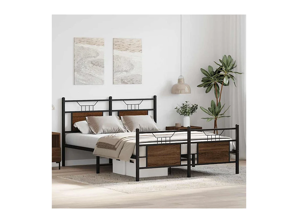 Cadre de lit sans matelas chêne marron 137x190 cm
