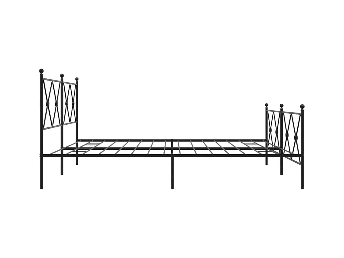 Cadre de lit métal sans matelas avec pied de lit noir 183x213cm