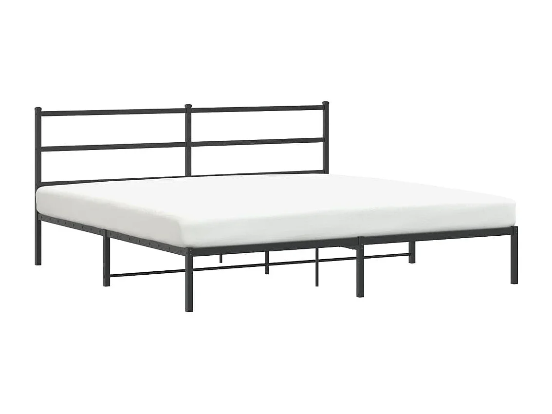 Cadre de lit métal sans matelas avec tête de lit noir 183x213cm