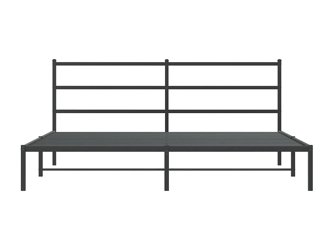 Cadre de lit métal sans matelas avec tête de lit noir 183x213cm