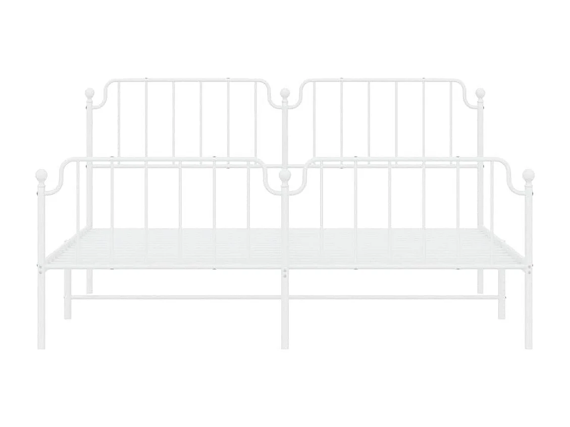 Cadre de lit métal sans matelas et pied de lit blanc 183x213 cm
