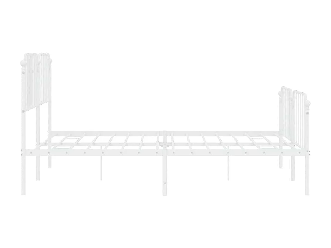 Cadre de lit métal sans matelas et pied de lit blanc 183x213 cm