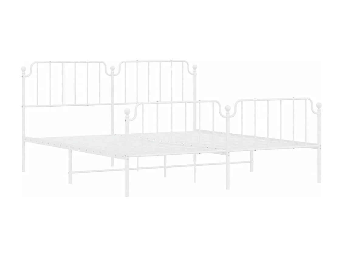 Bettgestell mit Kopf- und Fußteil Metall Weiß 183x213 cm