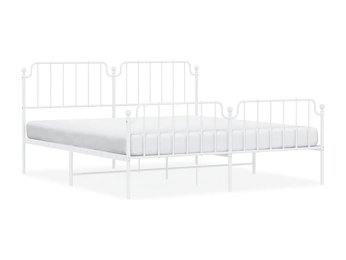 Giroletto con Testiera e Pediera Metallo Bianco 183x213 cm