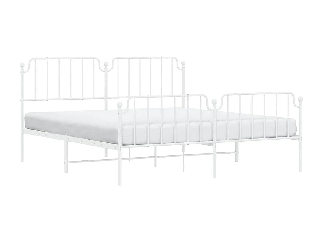 Giroletto con Testiera e Pediera Metallo Bianco 183x213 cm