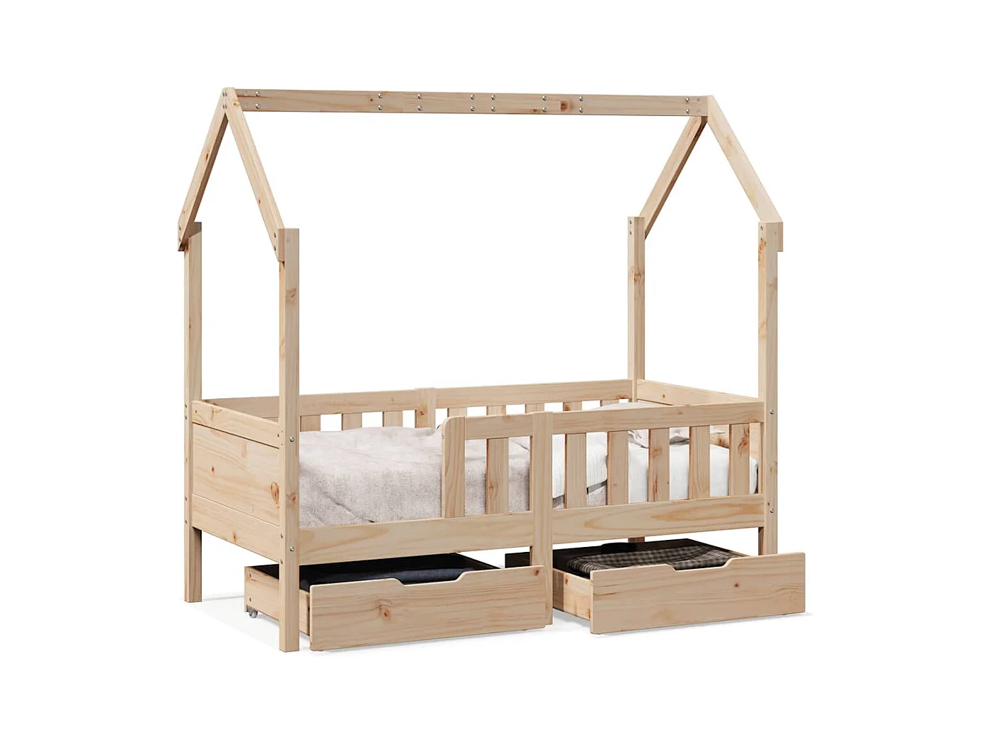 Kinderbett mit Schubladen 70x140 cm Massivholz Kiefer