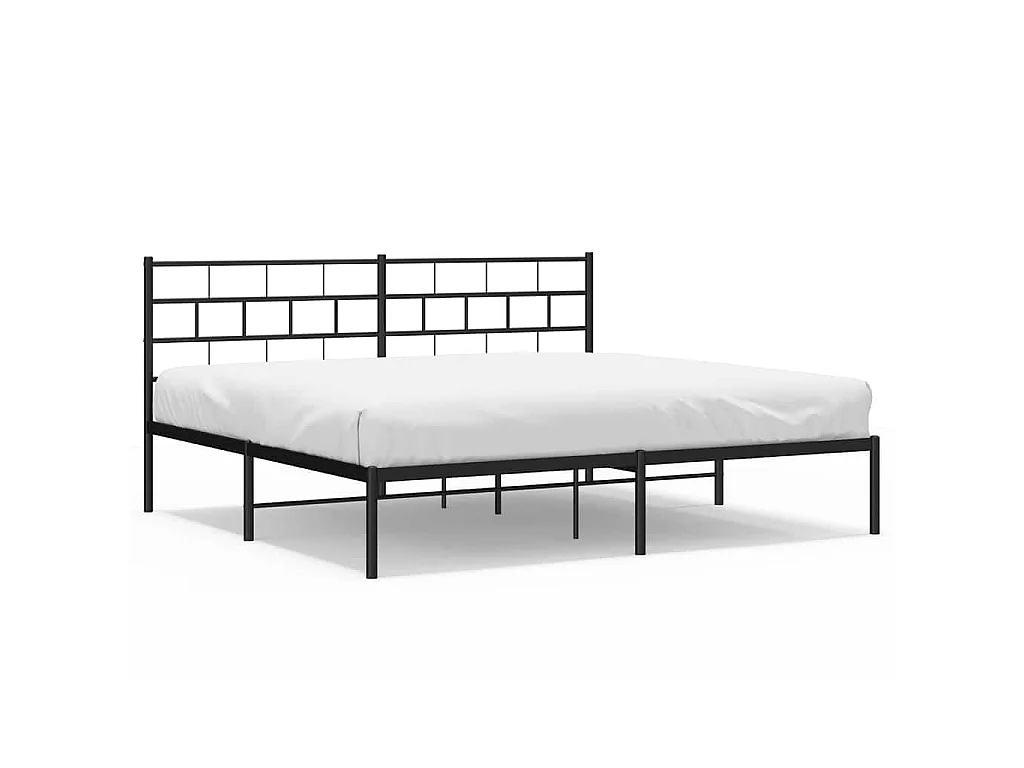 Cadre de lit métal sans matelas avec tête de lit noir 183x213cm