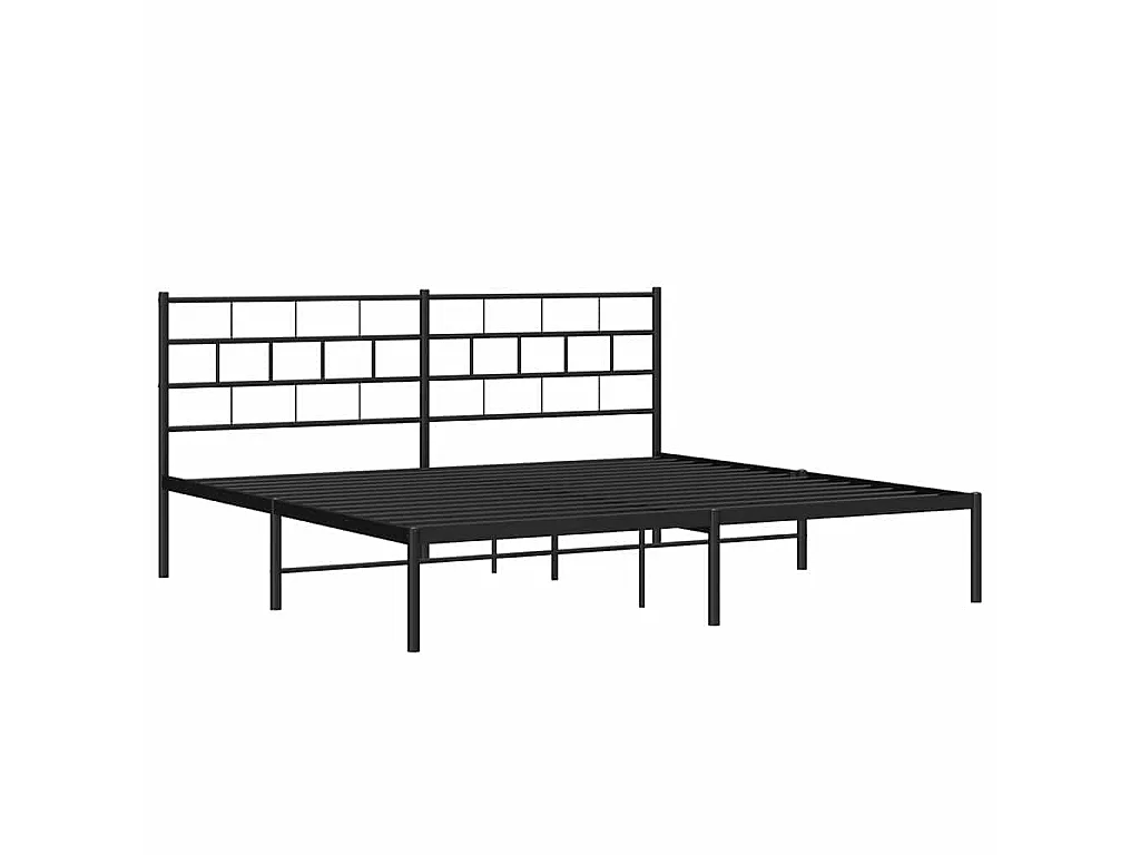 Cadre de lit métal sans matelas avec tête de lit noir 183x213cm