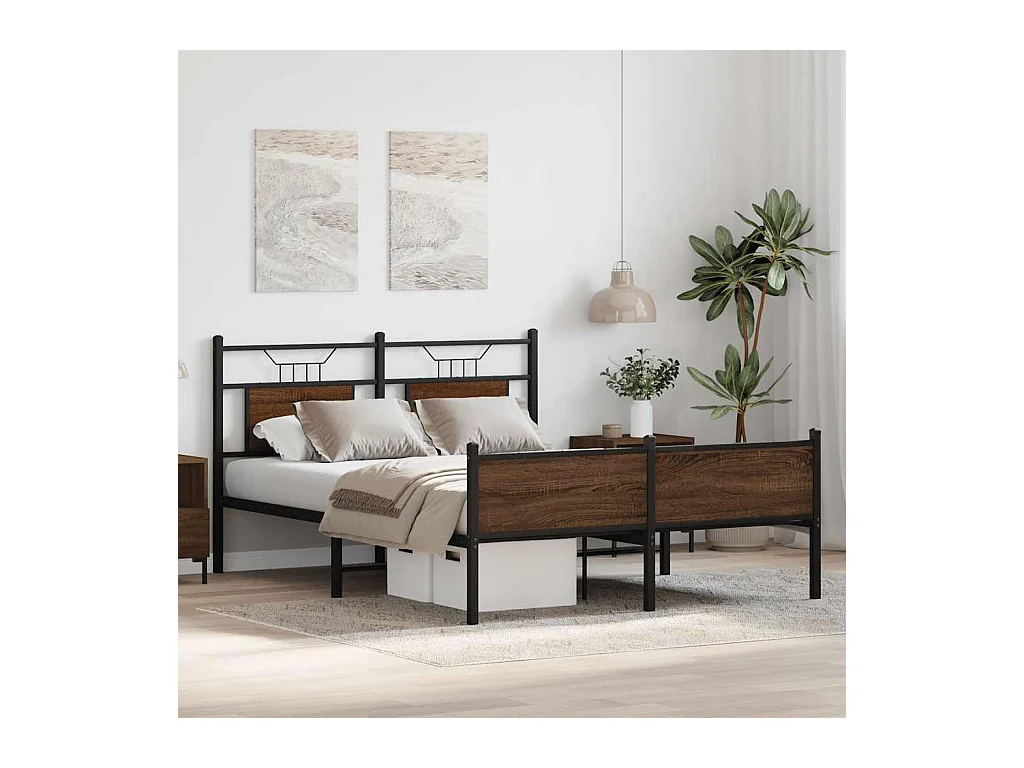 Cadre de lit sans matelas chêne marron 137x190 cm