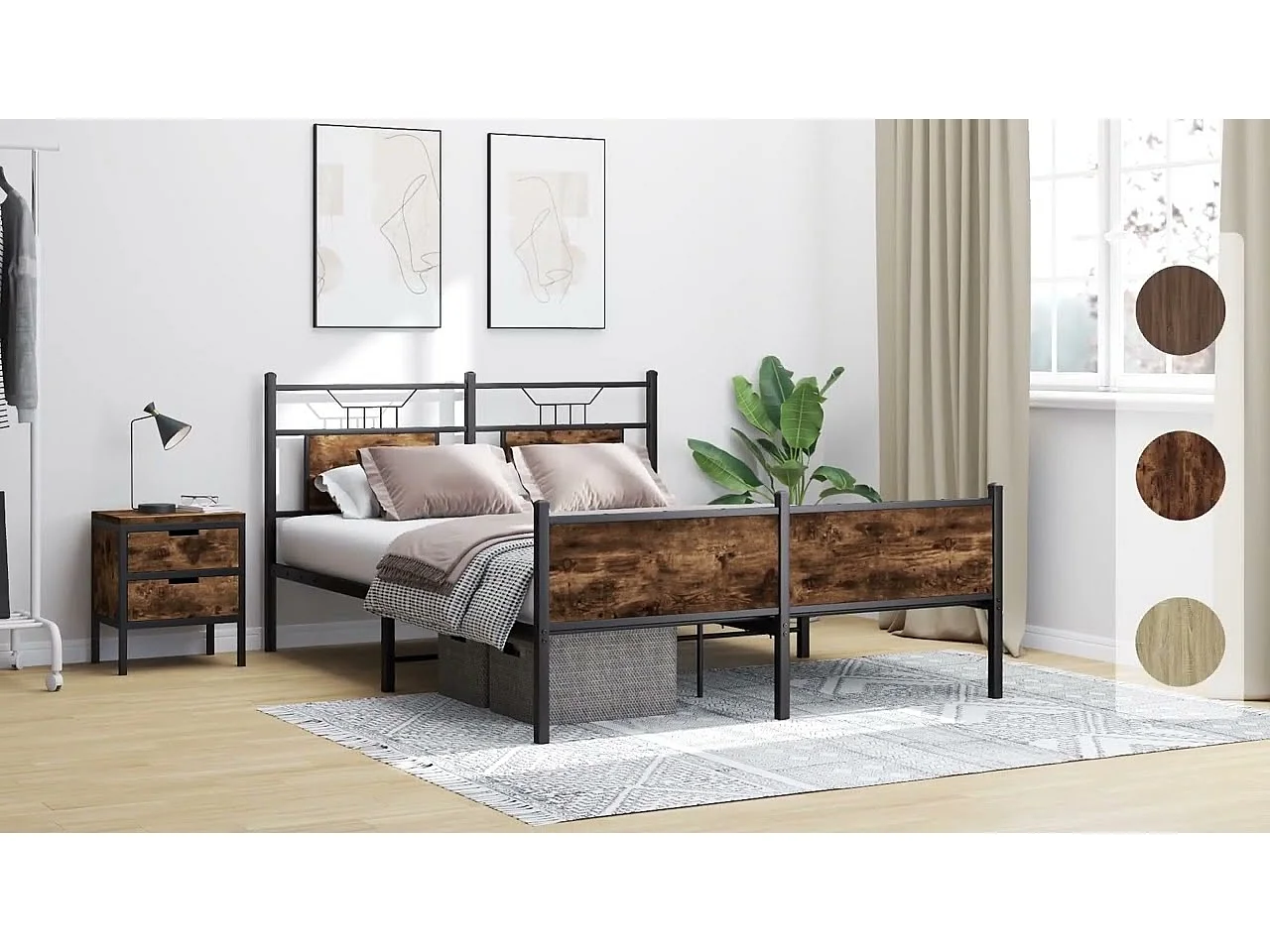 Cadre de lit sans matelas chêne marron 137x190 cm