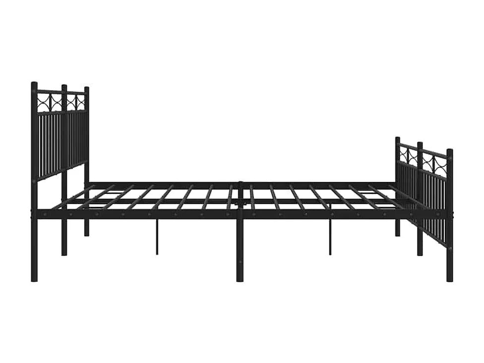 Cadre de lit métal sans matelas avec pied de lit noir 183x213cm