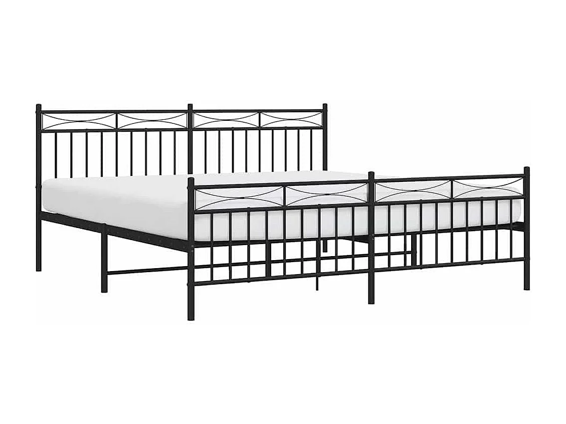 Bedframe met hoofd- en voeteneinde metaal zwart 183x213 cm