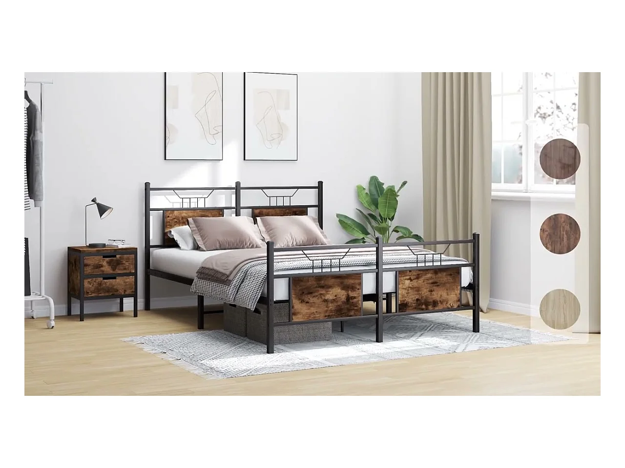 Cadre de lit sans matelas chêne fumé 137x190 cm bois ingénierie