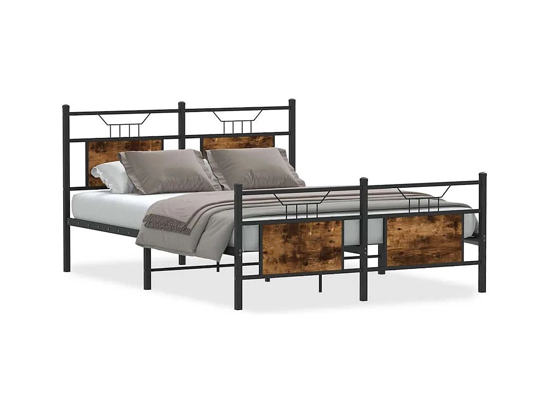 Bettgestell ohne Matratze Räuchereiche 137x190 cm Holzwerkstoff