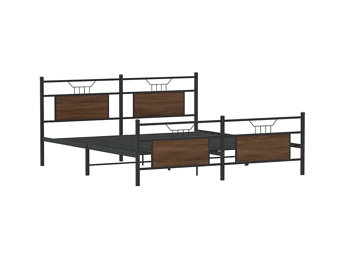 Cadre de lit en métal sans matelas chêne marron 183x213 cm