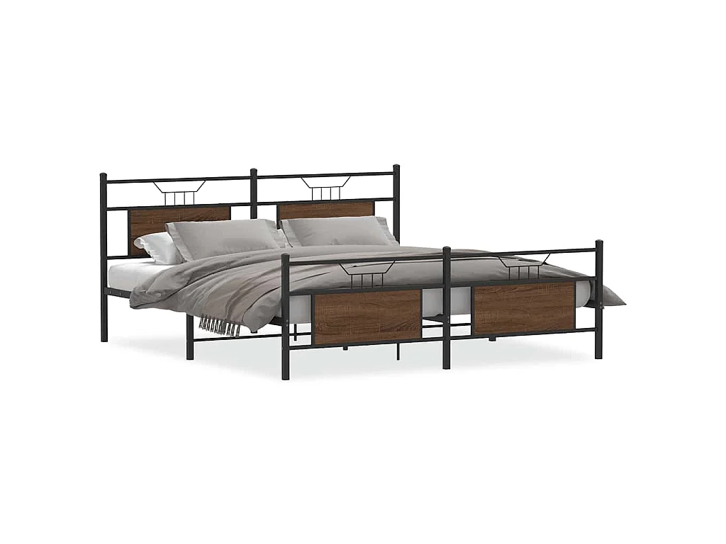 Estructura de cama sin colchón metal roble marrón 183x213 cm