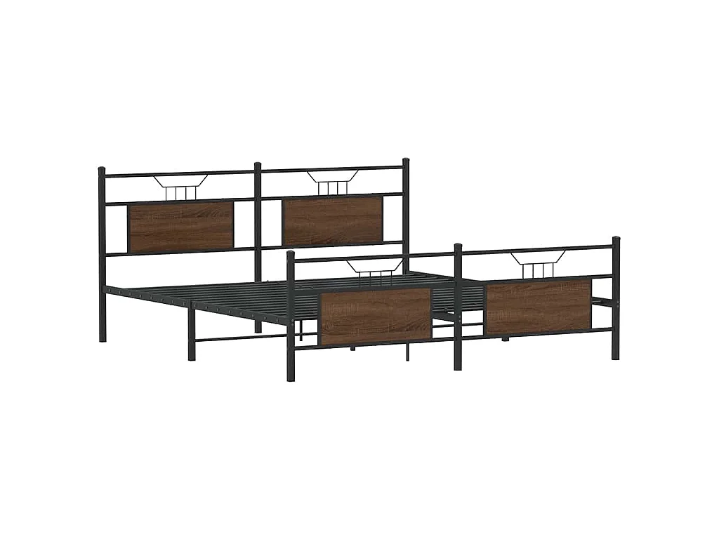 Estructura de cama sin colchón metal roble marrón 183x213 cm