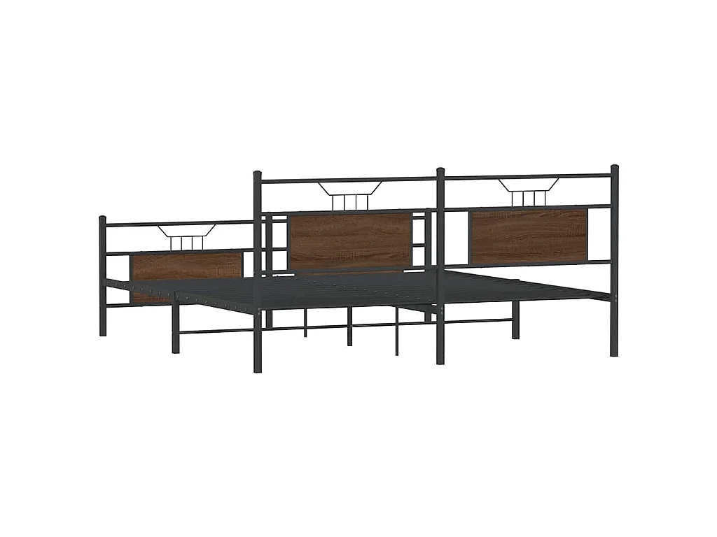Estructura de cama sin colchón metal roble marrón 183x213 cm