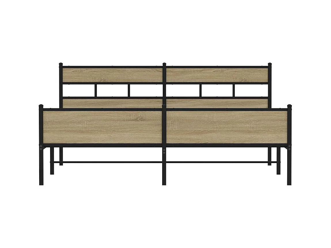Cadre de lit en métal sans matelas chêne sonoma 183x213 cm