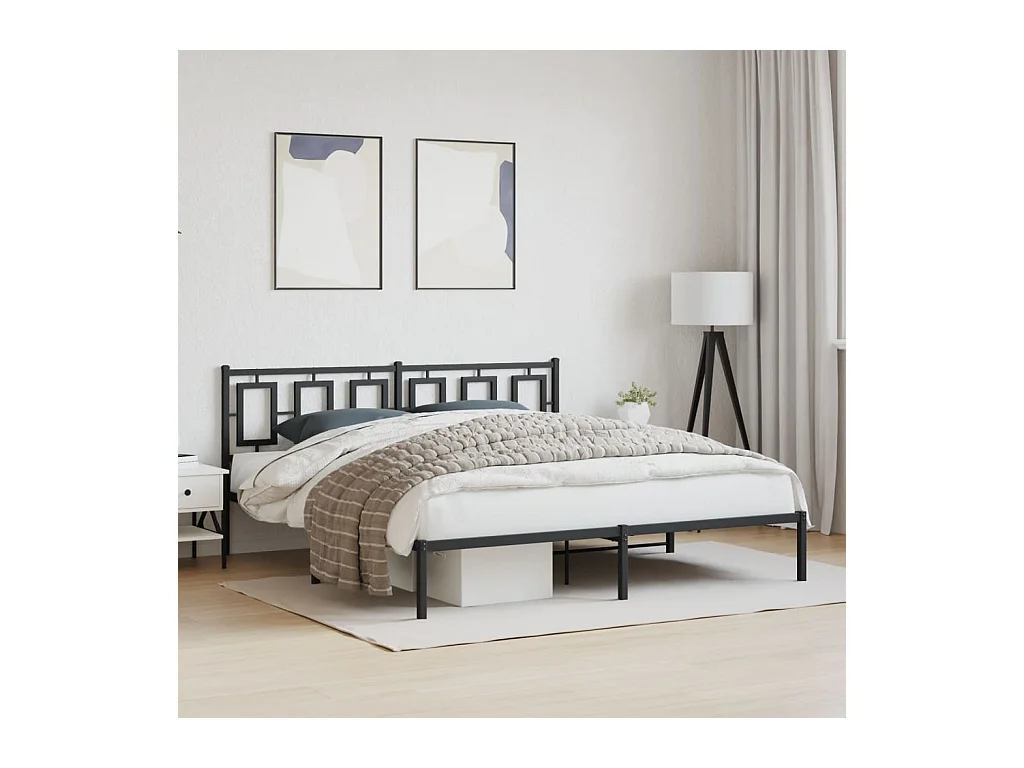 Giroletto con Testiera in Metallo Nero 183x213 cm