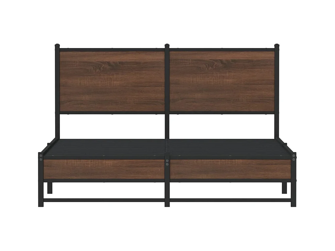 Cadre de lit en métal sans matelas chêne marron 137x190 cm