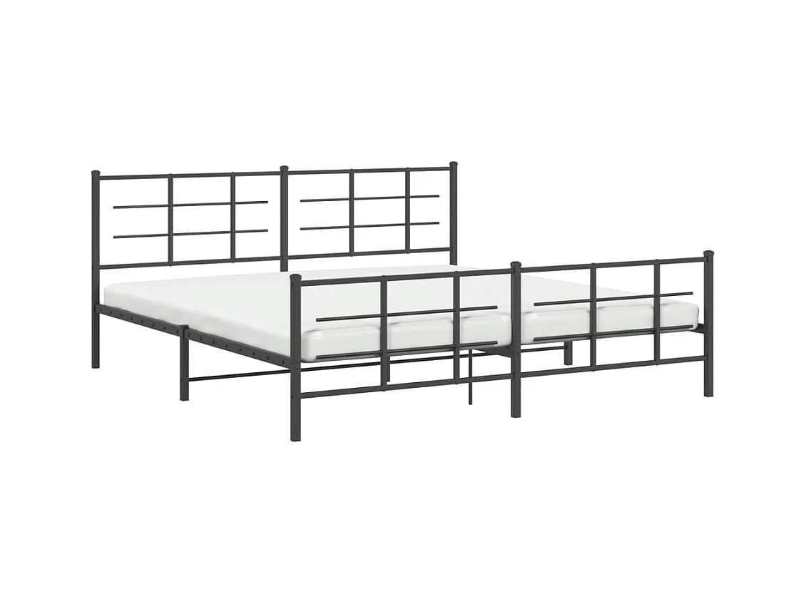Cadre de lit métal sans matelas avec pied de lit noir 183x213cm