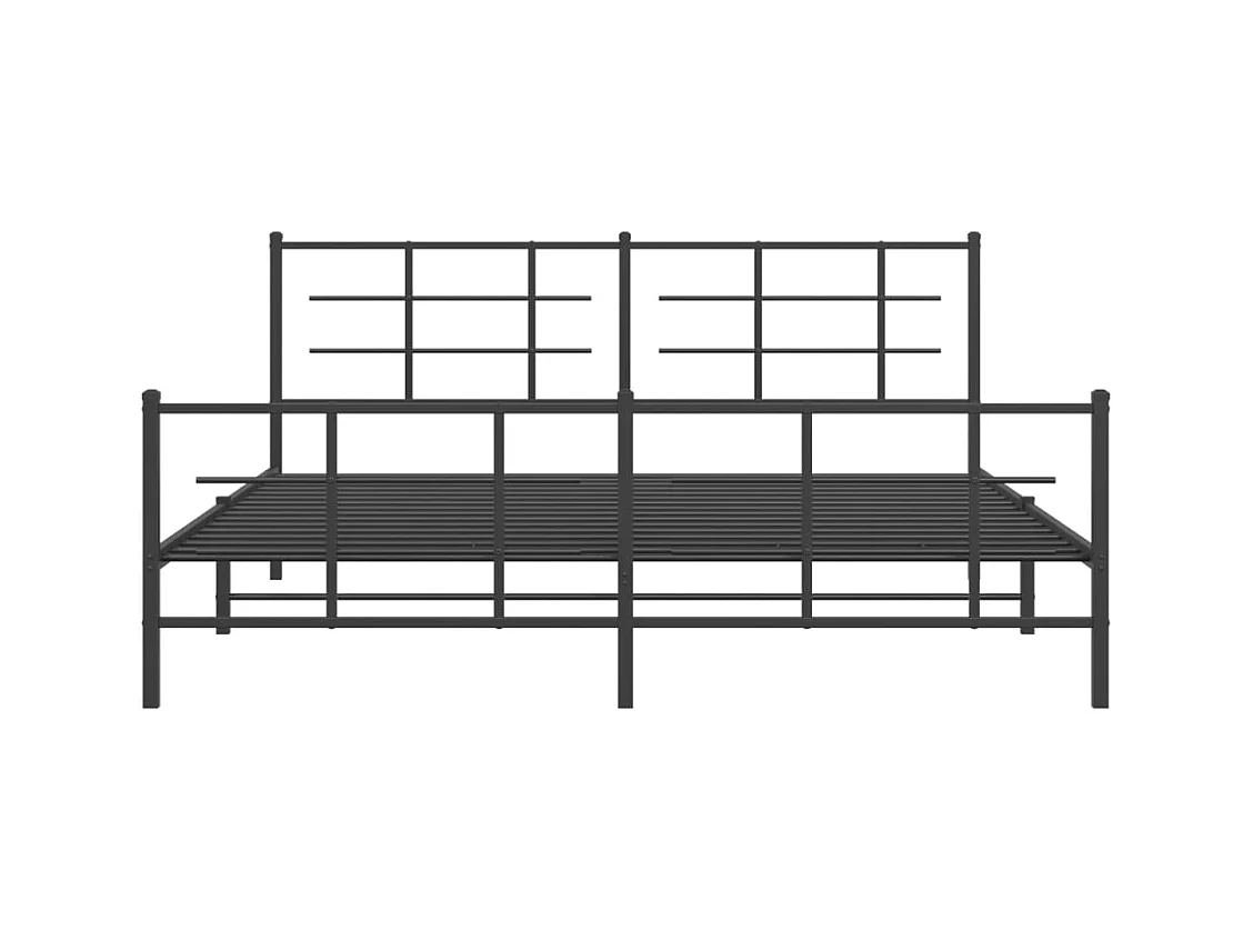 Cadre de lit métal sans matelas avec pied de lit noir 183x213cm