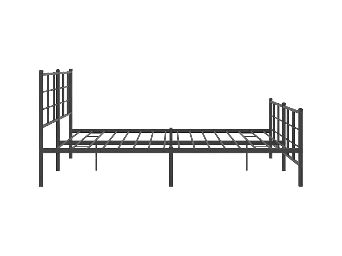 Cadre de lit métal sans matelas avec pied de lit noir 183x213cm