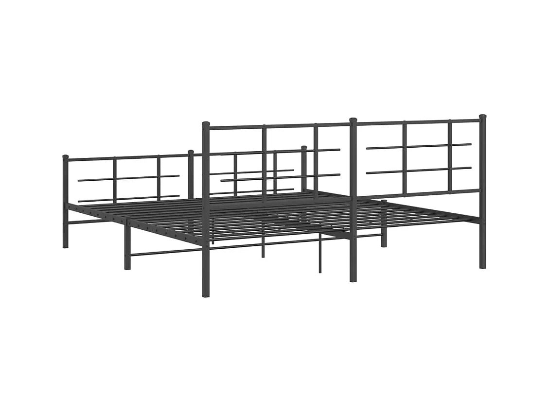 Cadre de lit métal sans matelas avec pied de lit noir 183x213cm
