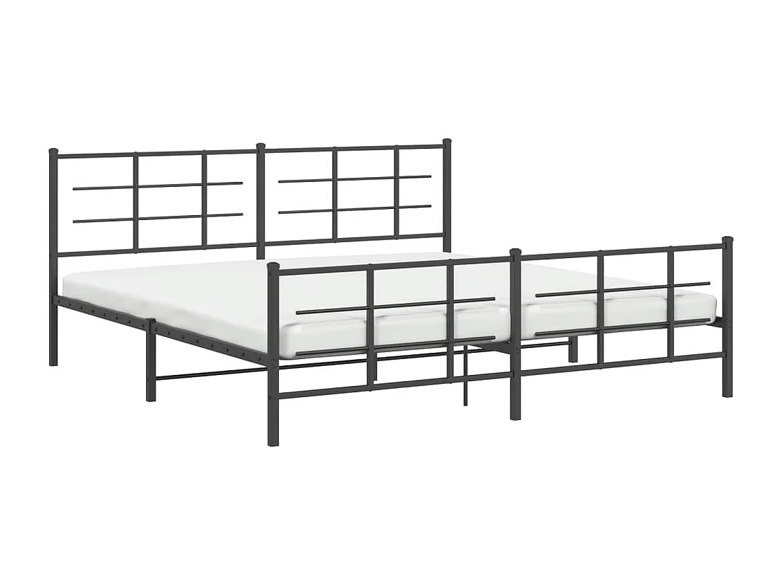 Cadre de lit métal sans matelas avec pied de lit noir 183x213cm