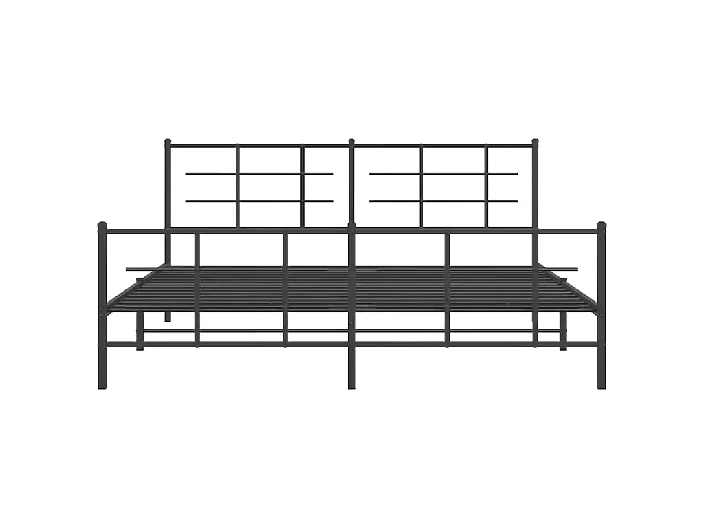 Cadre de lit métal sans matelas avec pied de lit noir 183x213cm
