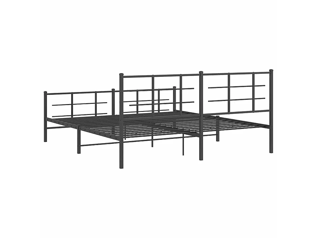 Cadre de lit métal sans matelas avec pied de lit noir 183x213cm