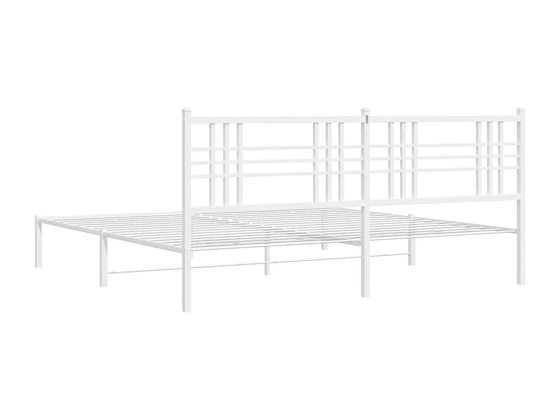 Cadre de lit métal sans matelas et tête de lit blanc 183x213 cm