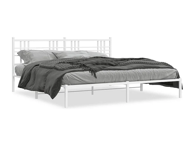 Bedframe met hoofdbord metaal wit 183x213 cm