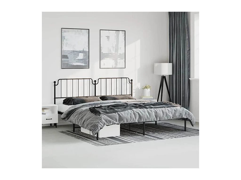 Estrutura de cama com cabeceira 183x213 cm metal preto