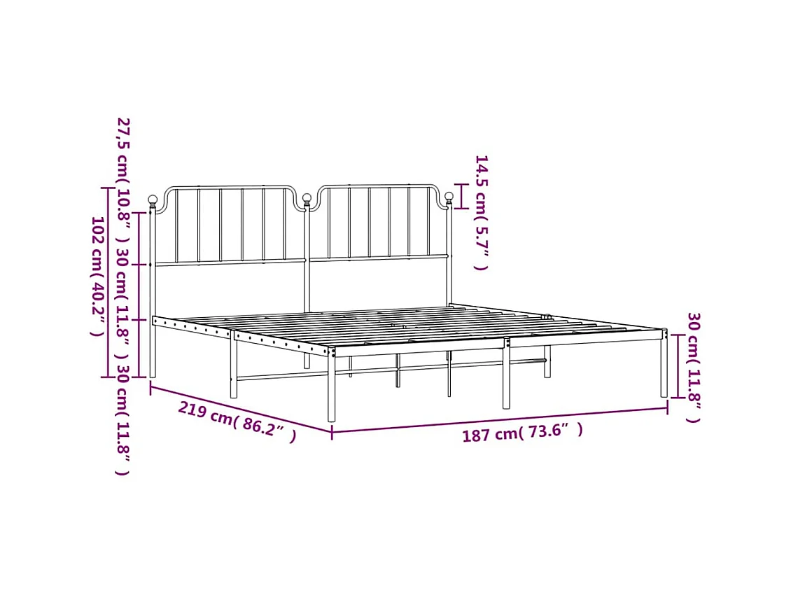 Estrutura de cama com cabeceira 183x213 cm metal preto