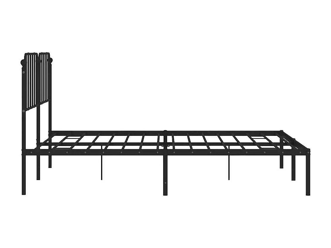 Cadre de lit métal sans matelas avec tête de lit noir 183x213cm