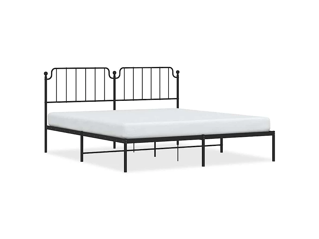 Cadre de lit métal sans matelas avec tête de lit noir 183x213cm