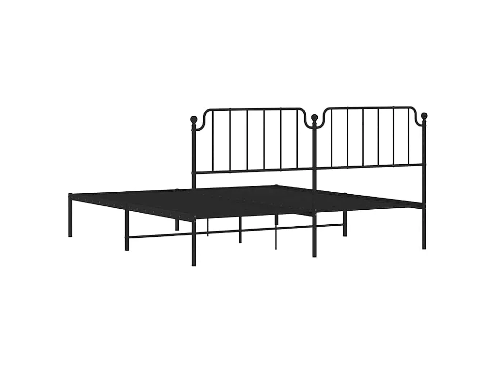 Cadre de lit métal sans matelas avec tête de lit noir 183x213cm