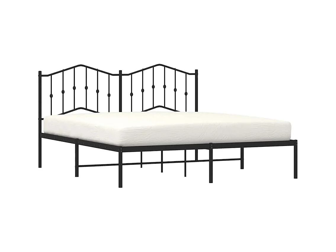 Cadre de lit métal sans matelas avec tête de lit noir 183x213cm